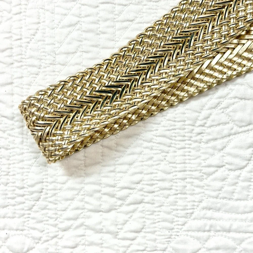 Vintage Gold Abstract Wide Chunky Belt Art Deco Metallic Eclectic Maximalist Y2K